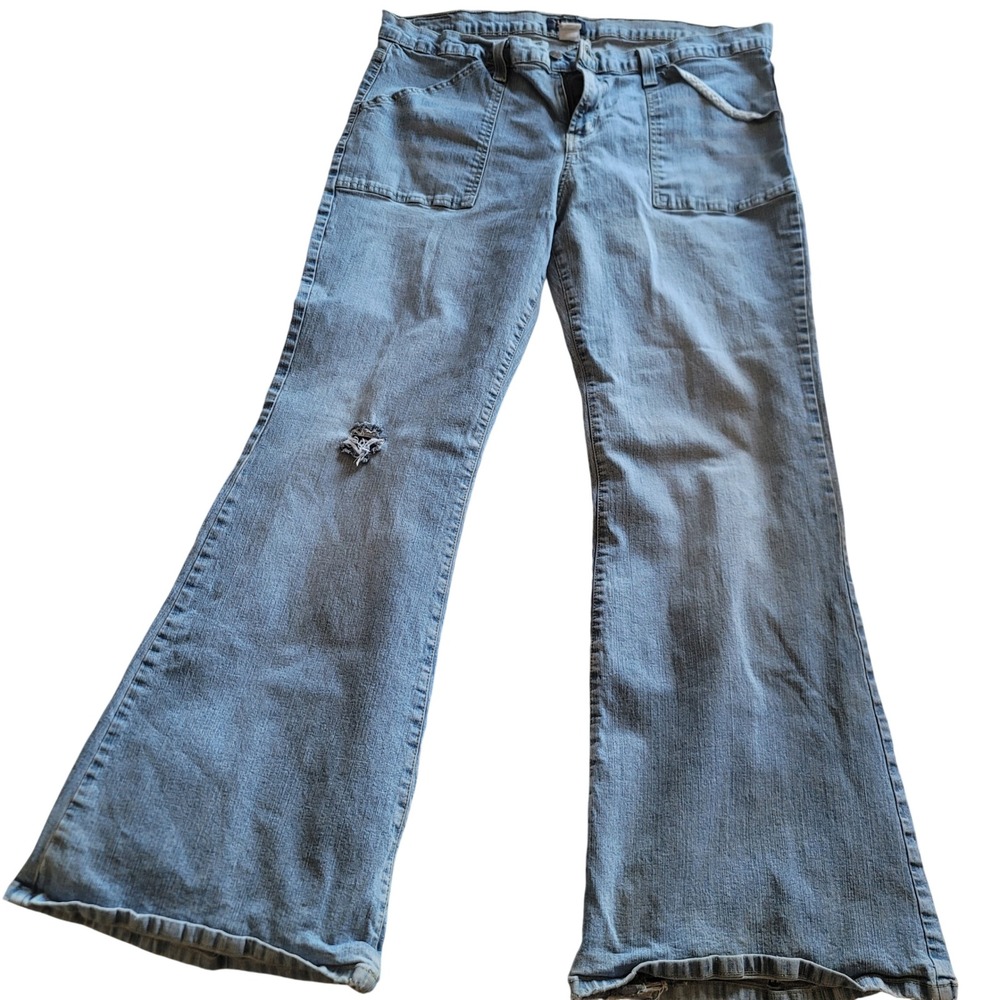 TRUCK JEANS American Style Light Wash Distressed Flare Denim Jeans Women Size 21